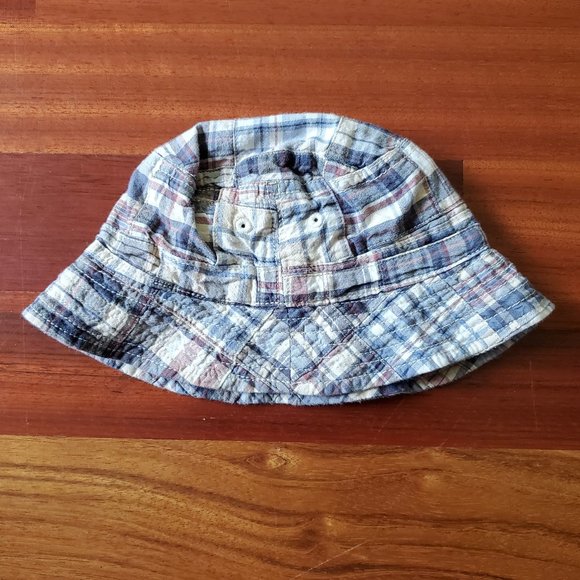Baby Gap Blue/Gray Plaid Beach Hat 12-18 Months - Picture 1 of 14